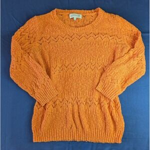 Jones New York Sport Women's Orange Open Knit‎ Crew Neck Sweater Pullover L